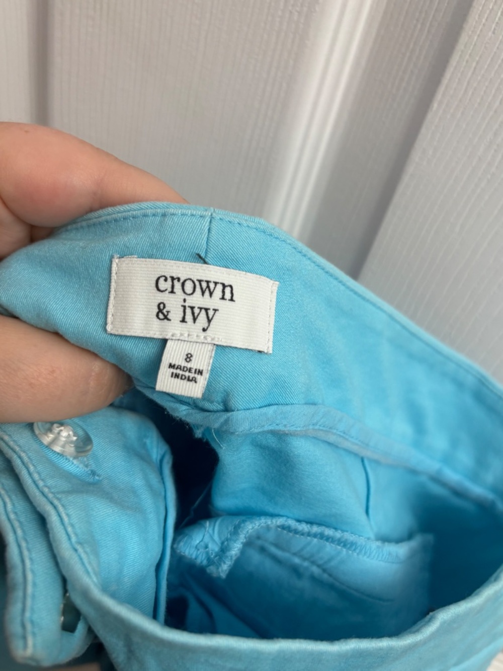 Crown & Ivy Women's Bright Blue Scalloped Edge Shorts - Picture 6 of 6
